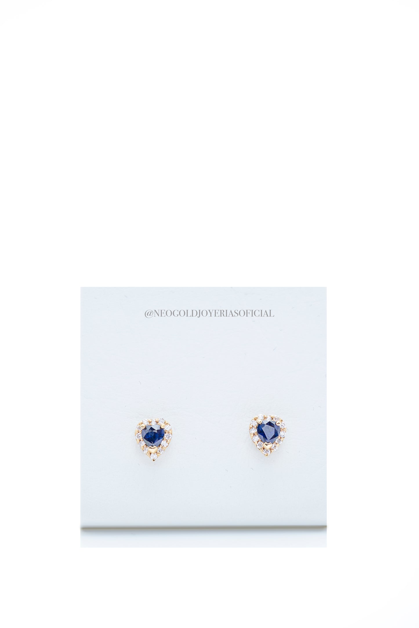 ARETES OA 18K, CORAZON ZAFIRO AZUL NATURAL / DIAMANTES NATURALES REF 013679