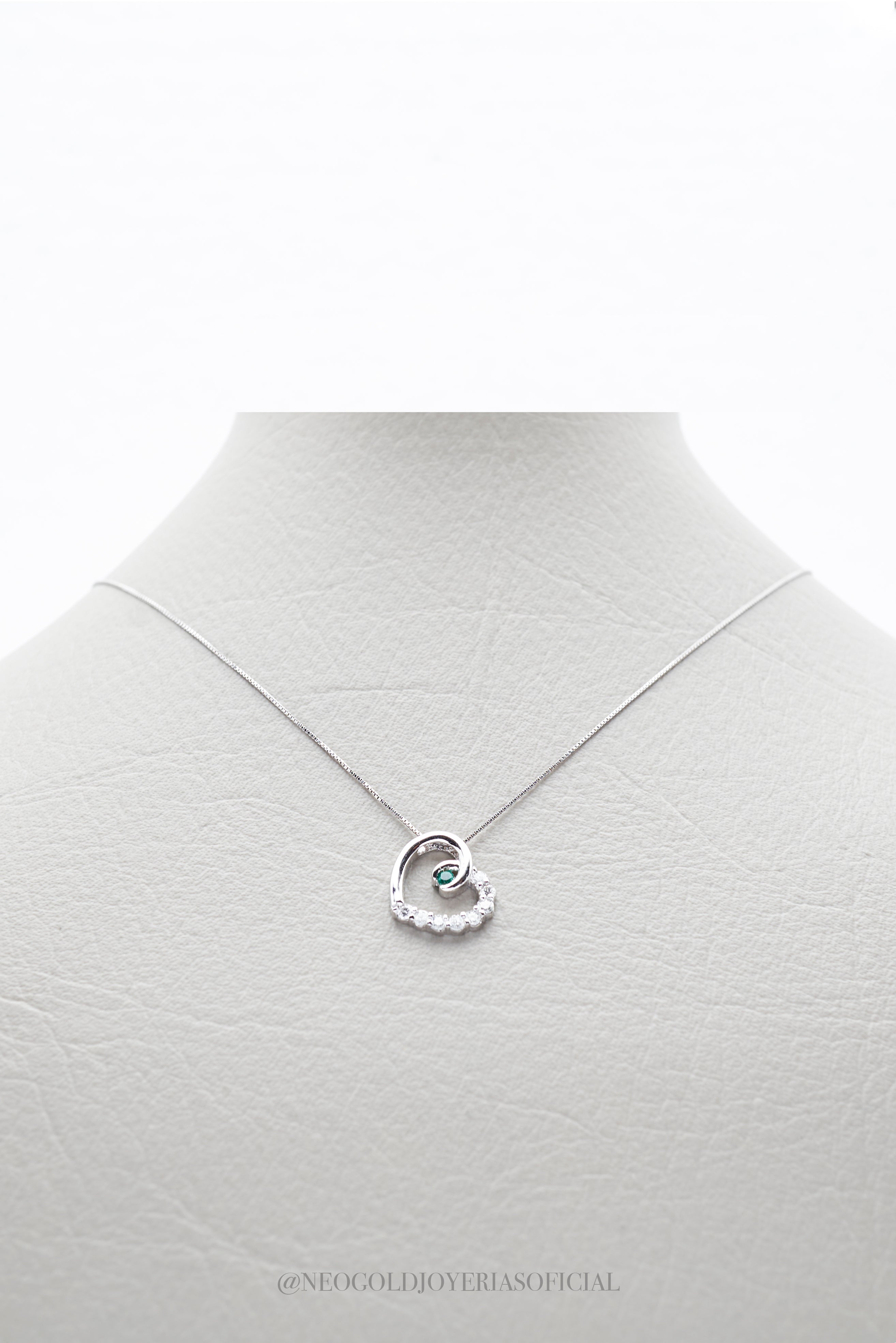 CADENA Y DIJE CORAZON OB/ESMERALDA/DIAMANTES - REF 015023