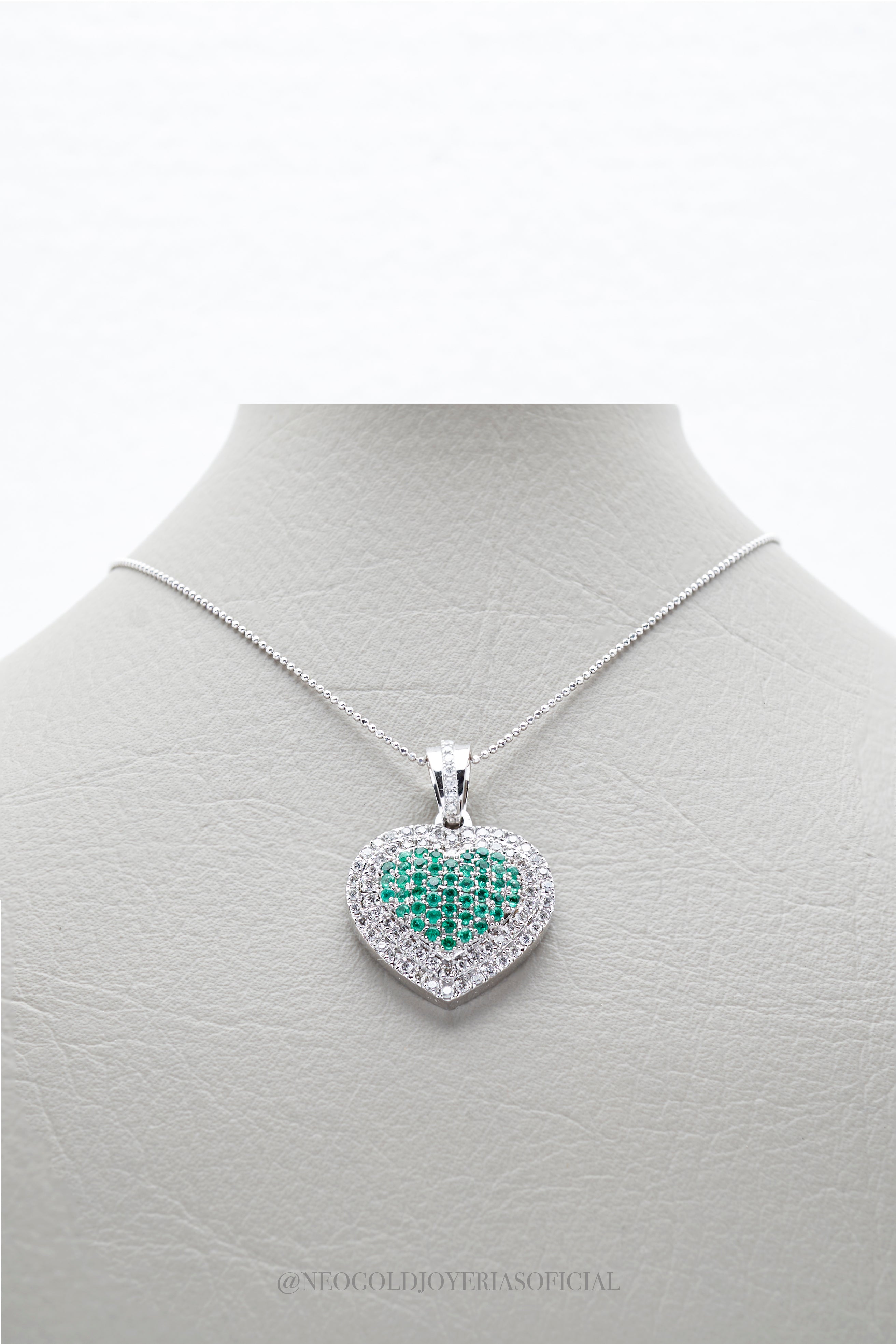 DIJE CORAZON OB/ ESMERALDAS/ DIAMANTES - REF 010671