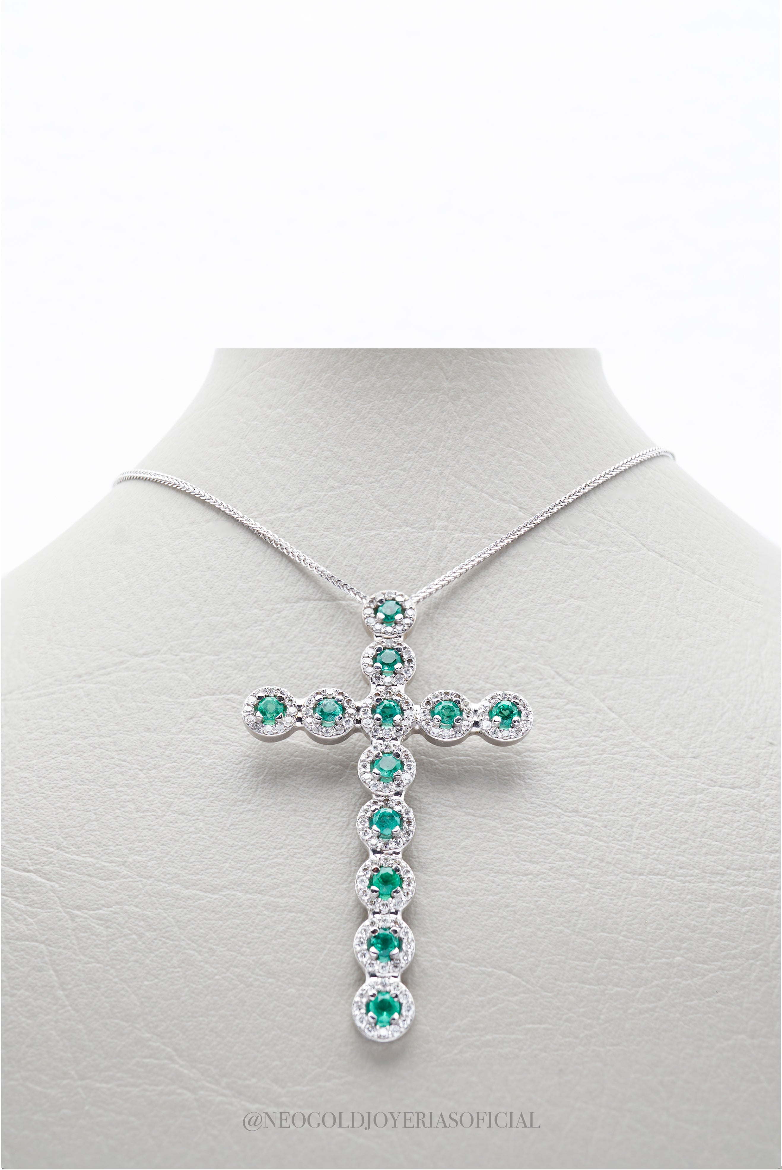 DIJE CRUZ OB/ ESMERALDA/ DIAMANTES - REF 011295