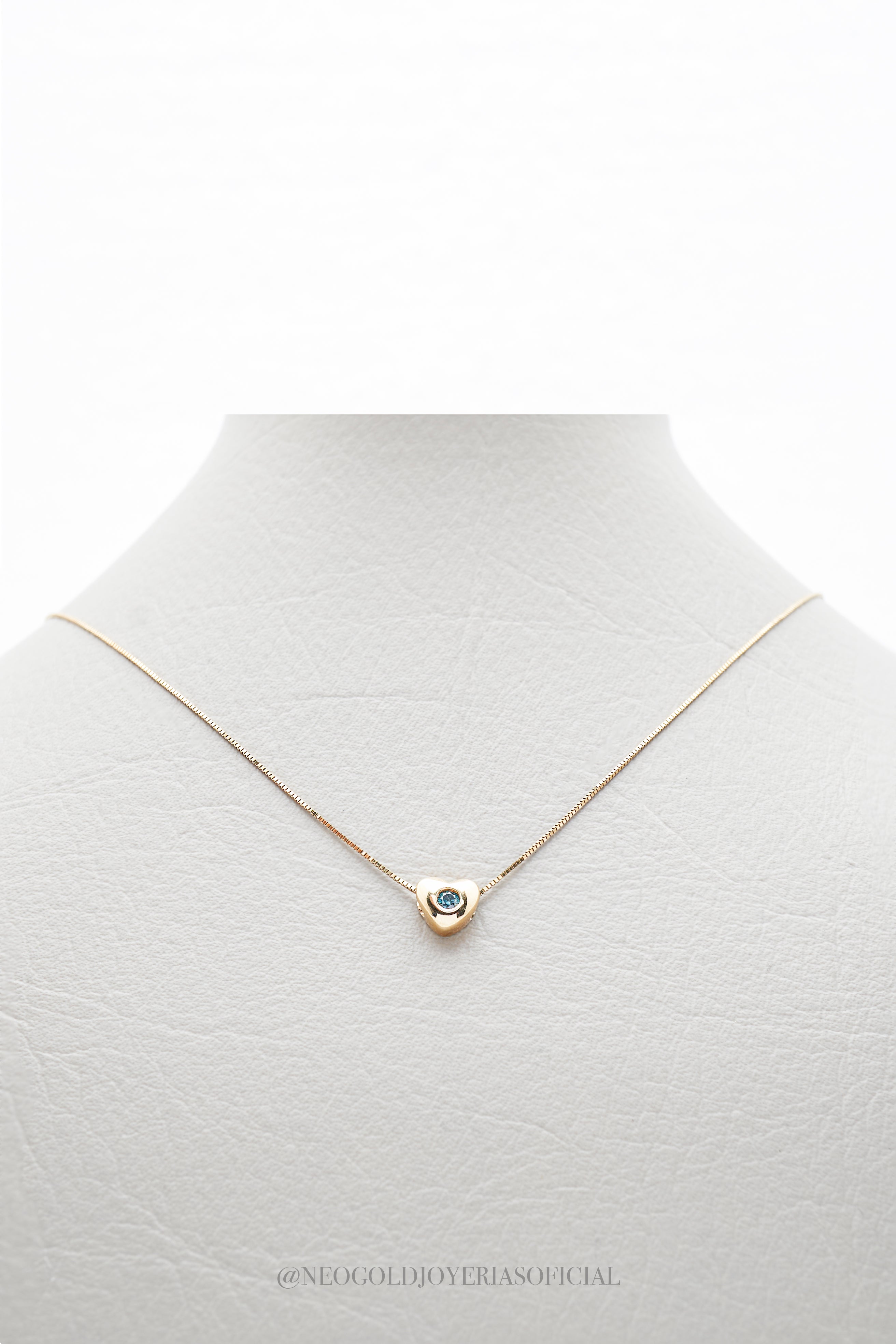 DIJE CORAZON OA/ DIAMANTE AZUL - REF 011655