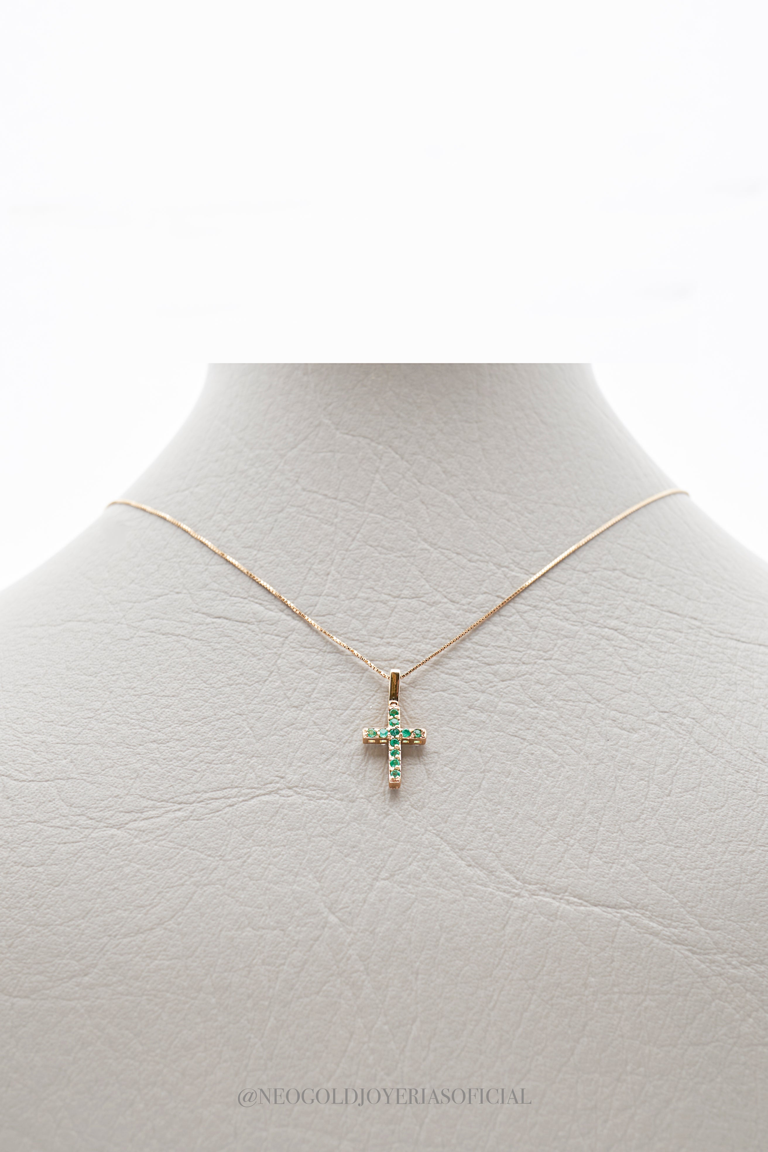 DIJE CRUZ DOBLE FAZ OA/ ESMERALDA/ DIAMANTE - REF 015052