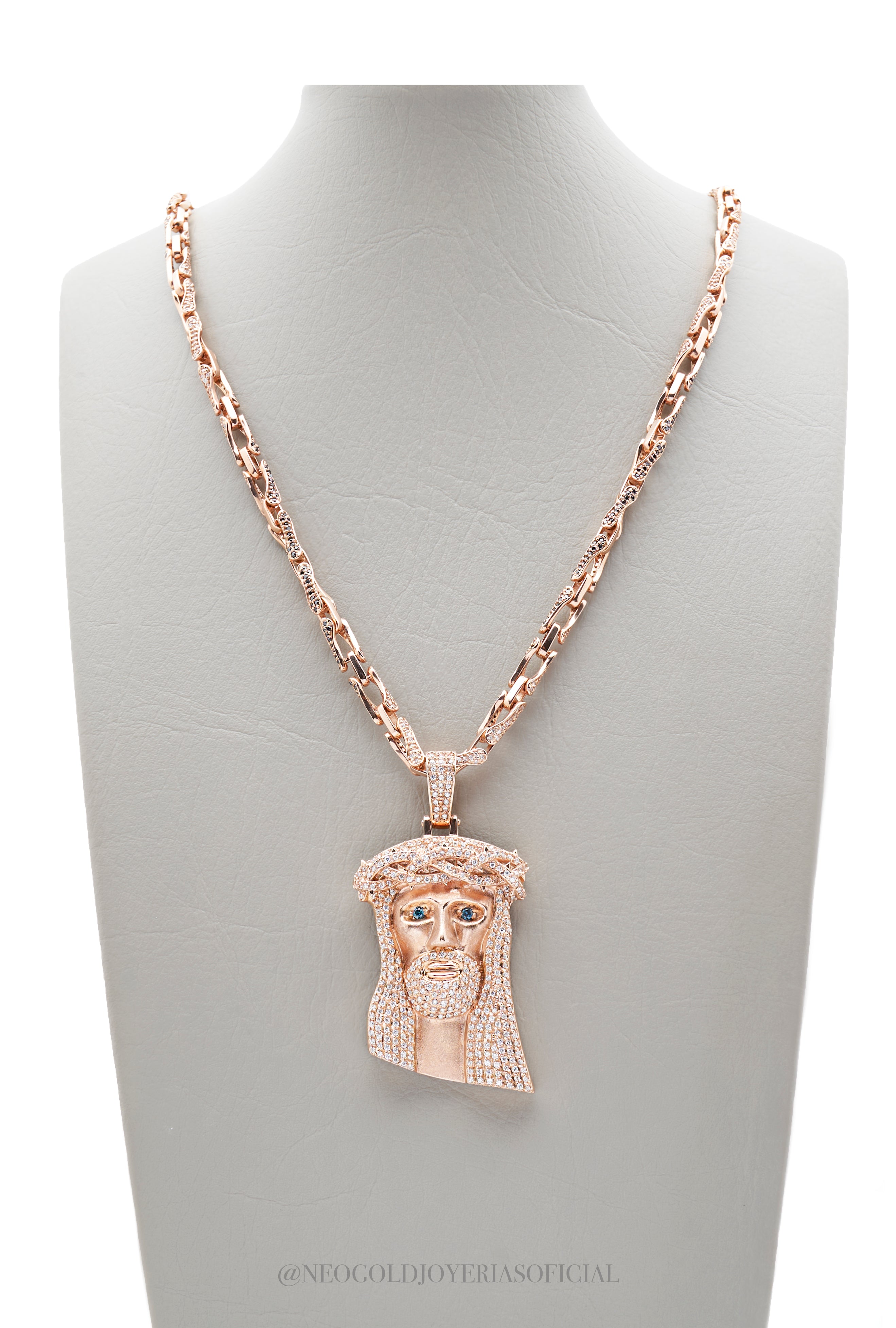 DIJE ROSTRO DE CRISTIO  OR / DIAMANTES / DIAMANTES AZUL - REF 015279