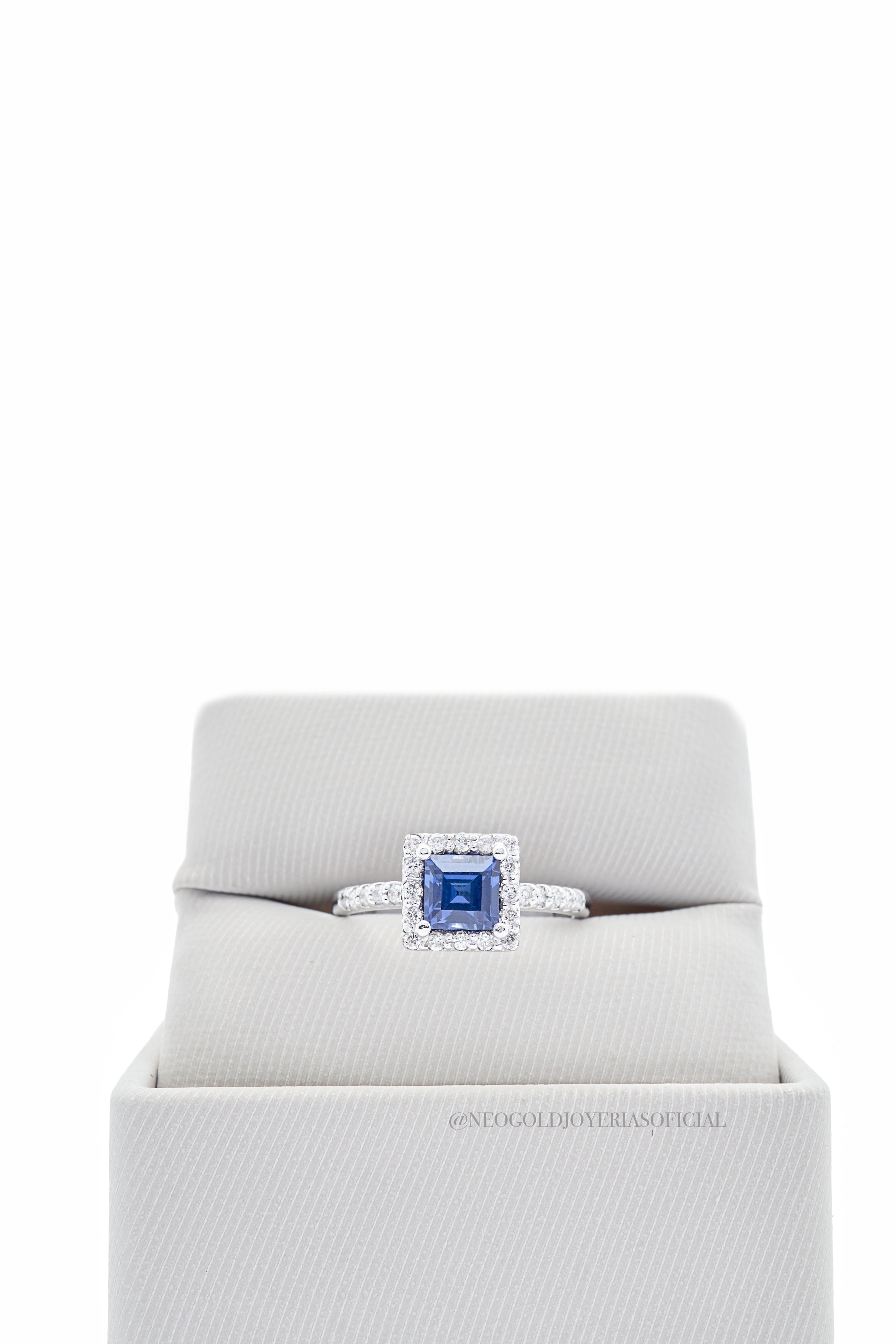 ANILLO OB/ ZAFIRO/ DIAMANTE - REF 009280
