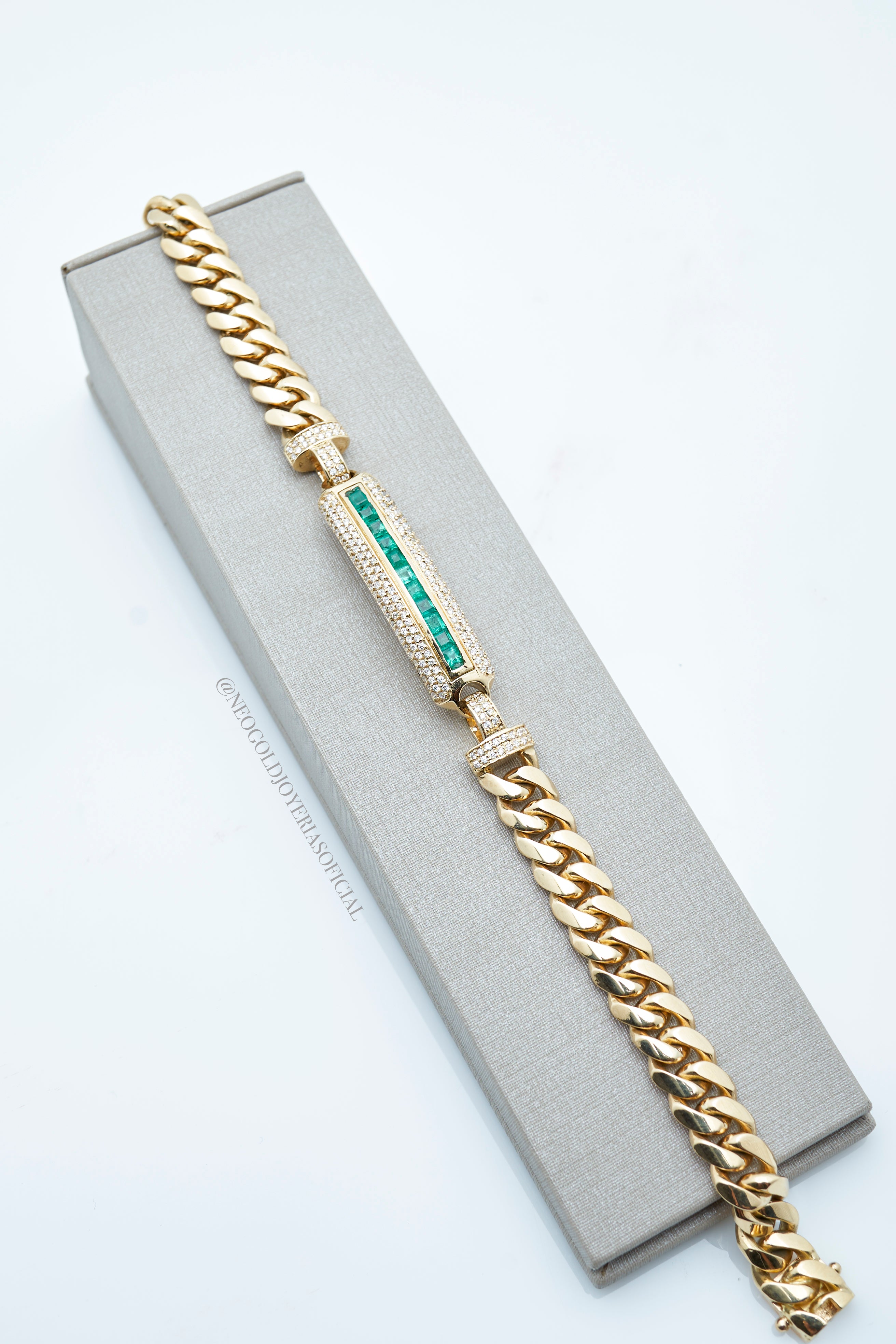 PULSERA CUBANA OA / ESMERALDA / DIAMANTES NATURALES REF 015294