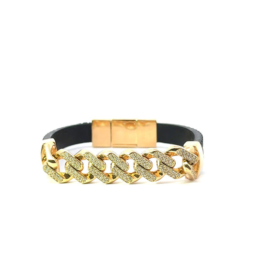 PULSERA ESPECIAL CUBANA CON DIAMANTES - Neogold