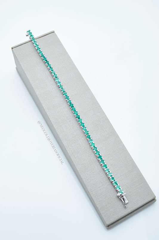 PULSERA TENNIS OB 18k CON ESMERALDAS NATURALES REF 007373