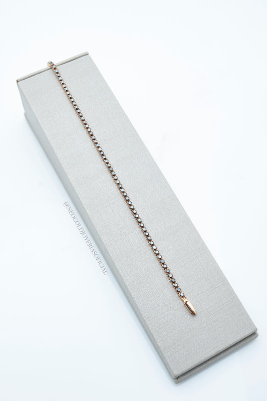 PULSERA TENNIS OR 18K, DIAMANTES NEGROS REF 009205