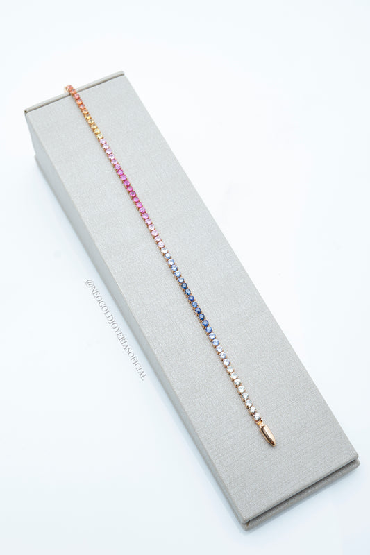 PULSERA TENNIS OR 18K / ZAFIROS DE COLORES NATURALES REF 010912