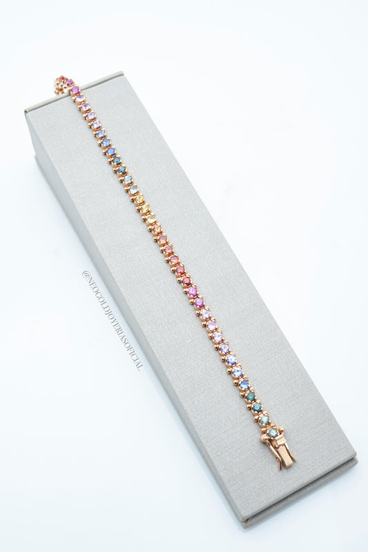 PULSERAS TENNIS OR 18K ZAFIROS DE COLORES NATURALES REF 012195