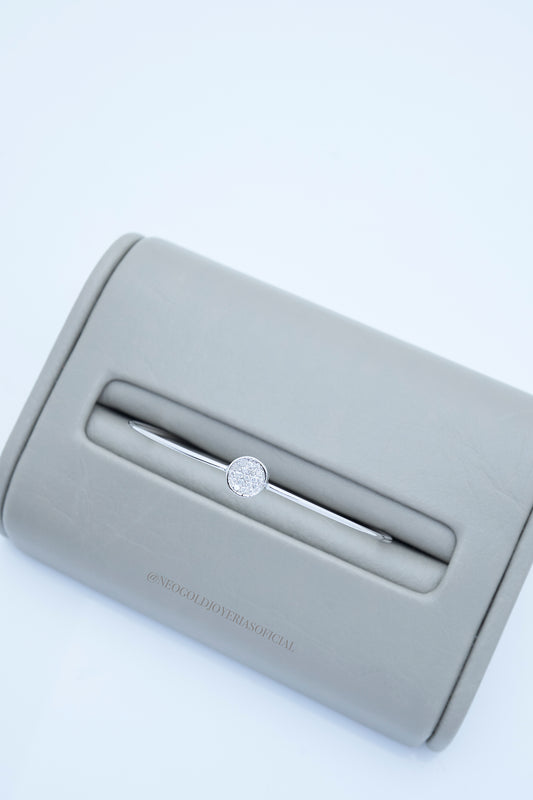 ARO LISO OB 18K CON CIRCULO Y DIAMANTES NATURALES REF 012278