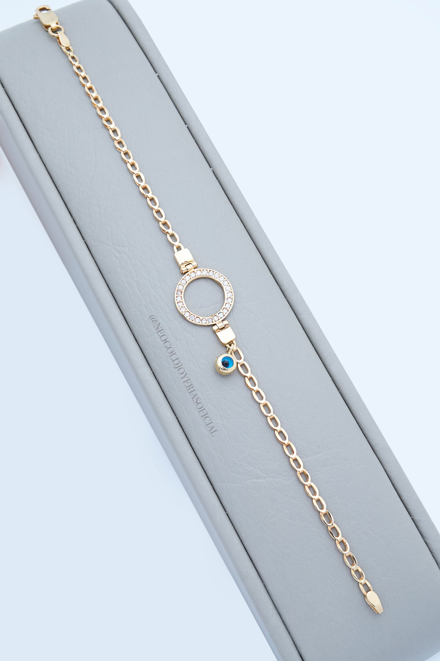 PULSERA OA 18K, CIRCULO ENGASTADO, OJO TURCO REF 013640