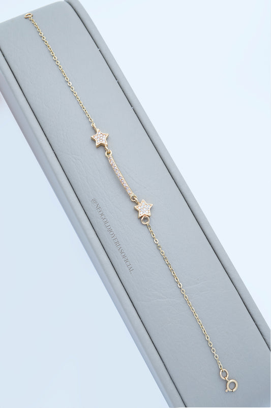 PULSERA OA 18K CON ESTRELLAS ENGASTADAS CON CIRCON DE TALLA EUROPEA REF 015601